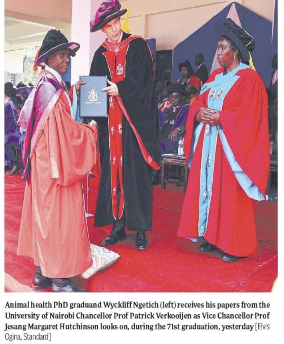 Feed the Future Innovation Lab for Animal Health (@animalhealth_il) on Twitter photo In today's Saturday Standard Newspaper.
We celebrate the graduation of our first Feed The Future Animal Health Innovation Lab PhD Fellow, Dr. Dr. Wycliff Ng'etich, at yesterday's <a href="/uonbi/">University of Nairobi</a> 71st graduation.
Heko!
<a href="/NgetichWyckliff/">Ngetich Wyckliff</a> In today's Saturday Standard Newspaper.
We celebrate the graduation of our first Feed The Future Animal Health Innovation Lab PhD Fellow, Dr. Dr. Wycliff Ng'etich, at yesterday's <a href="/uonbi/">University of Nairobi</a> 71st graduation.
Heko!
<a href="/NgetichWyckliff/">Ngetich Wyckliff</a>