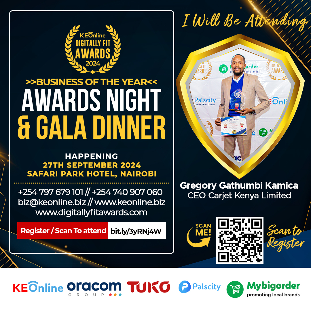 simon_odemba's tweet photo. Who’s leading the digital wave? Find out at the #DigitallyFitAwards2024 Business Of the Year ceremony on 27/09. Be there from 5 PM to see the best in business. 
#DPGachaguaSpeaks #MasculinitySaturday #PamojaNawe https://t.co/wkLTvIgeXd