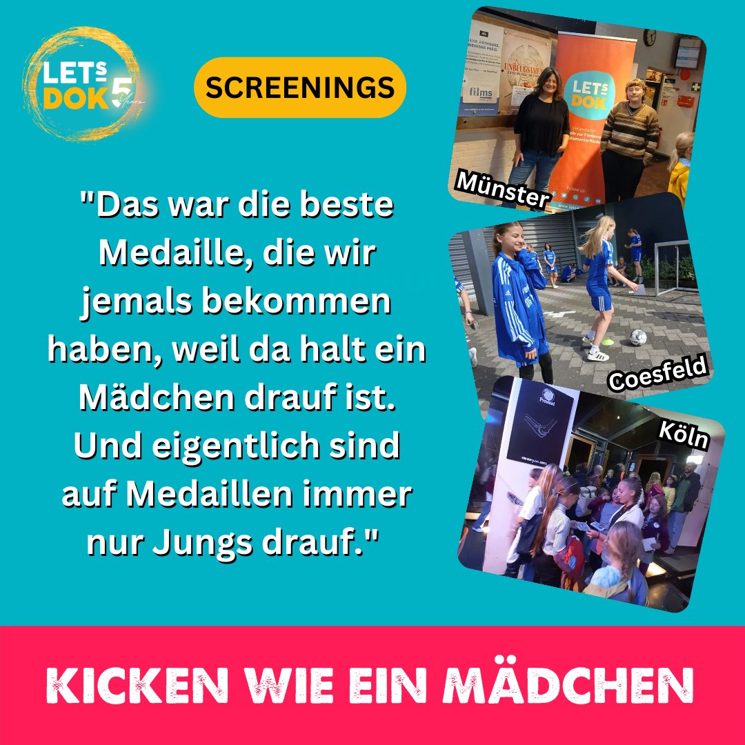 ⚽ Fußball ist nur was für Jungs? Von wegen! 🔥

🔻 Weiter Informationen zum Film und allen kommenden Screenings:
letsdok.de/film/kicken-wi…

#LETsDOK2024 #LETsDOK #DOKLiebe #DOKfestival #Dokumentarfilmtage #LETsDOKNRW #Dokumentarfilm #Film #Kino #KICKENWIEEINMÄDCHEN