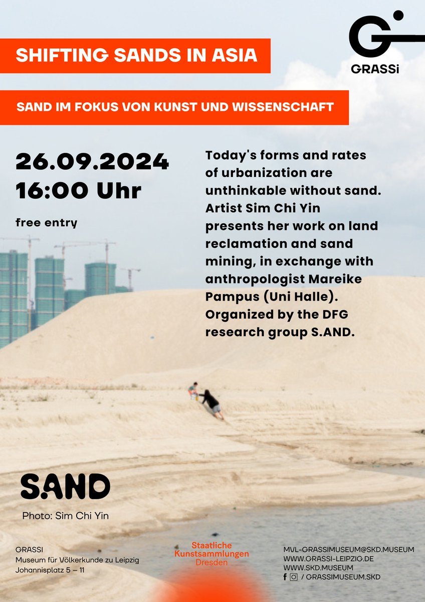 How to practice visual advocacy for #sand and environmental conservation through photography? In our second sand talk, artist <a href="/chiyin_sim/">Sim Chi Yin</a> will speak about her work "Shifting Sands," joined by #anthropologist and human geographer Mareike Pampus. <a href="/skdmuseum/">Staatliche Kunstsammlungen Dresden</a>