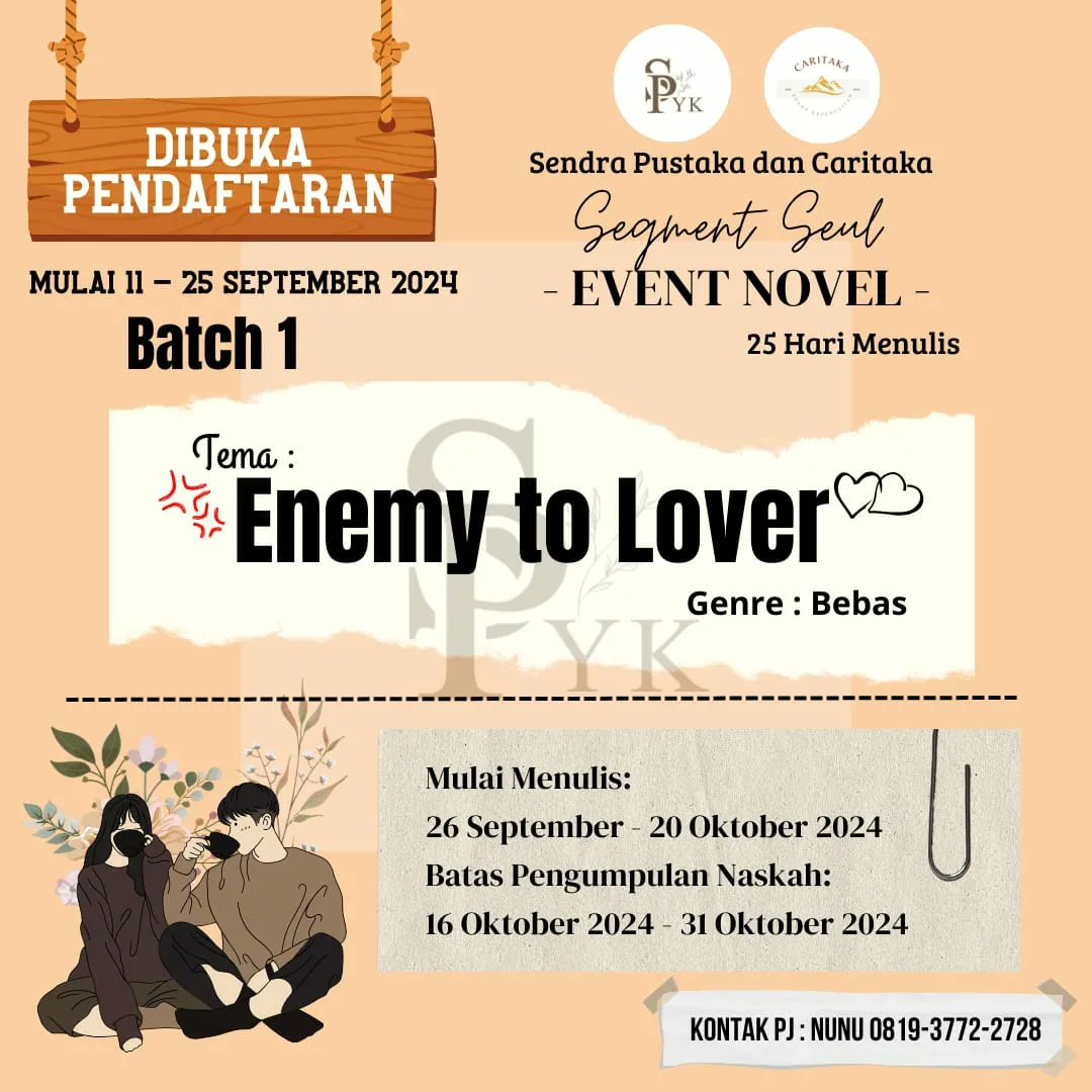 azeela_danastri's tweet photo. 4 hari lagi, sudah tutup pendaftaran. Yuk, gas!!! 
#ayonulis #eventnovel #eventcerbung #cetakindie #penerbit #karyamu #fiksi #nonfiksi https://t.co/hTjhHcimFh