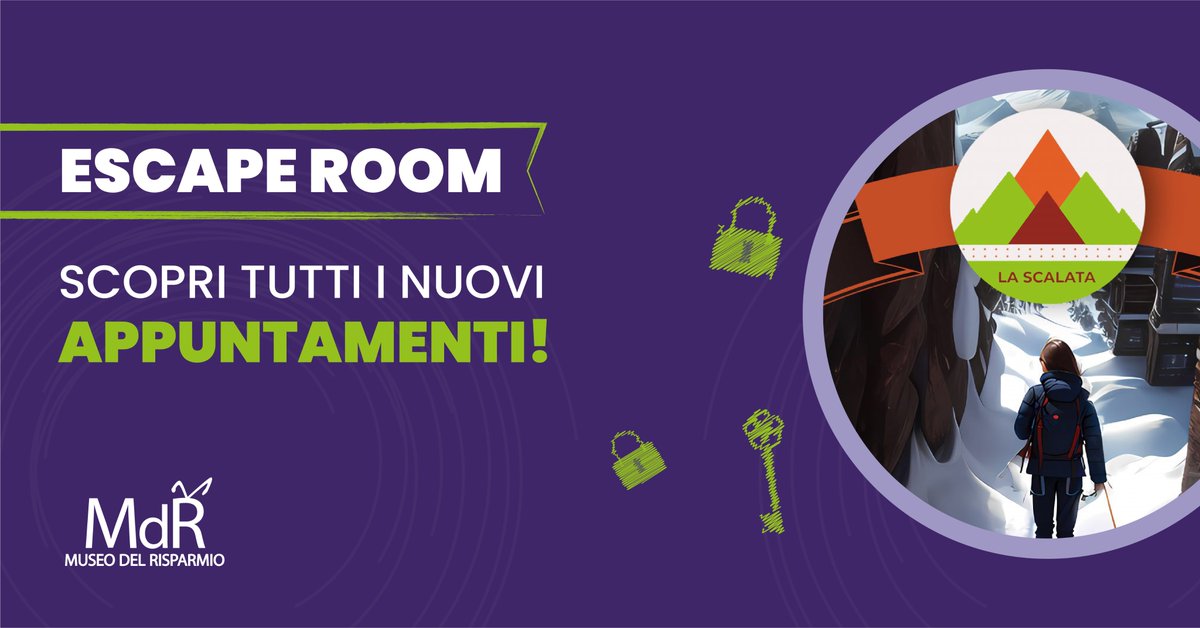 🔍 Vi piace risolvere enigmi?
Vi aspettiamo sabato 21 con il nuovo appuntamento con l’Escape Room del Museo del Risparmio!
📅 Prenotate subito 👇
museodelrisparmio.it/la-scalata-la-…
#MdR #EscapeRoom #Torino