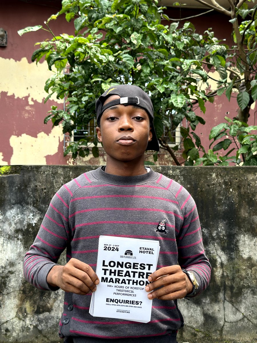 DabPlayhouse's tweet photo. 7 days to the longest theatre marathon 😭😭😭 #longesttheatremarathon #dabplayhouse #calabar #efcc #bbnaija2024 #wizkid #nasboi #toto #agopalace #asake #400m #asherkine #chosen #davido #diddy #festac #hamsterkombat #dualipa #lilkesh #victorolatunji #mrbeast https://t.co/GxvfzuIlov
