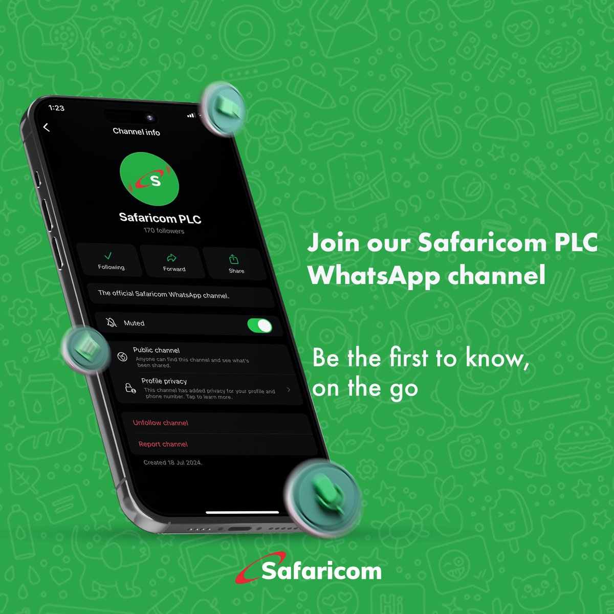 SafaricomPLC's tweet photo. Be in the know before anyone else!
Join the #SafaricomWhatsAppChannel for exclusive news, offers, and updates.
Join here: https://t.co/86ozlItf6I https://t.co/iPzbXRZwYB