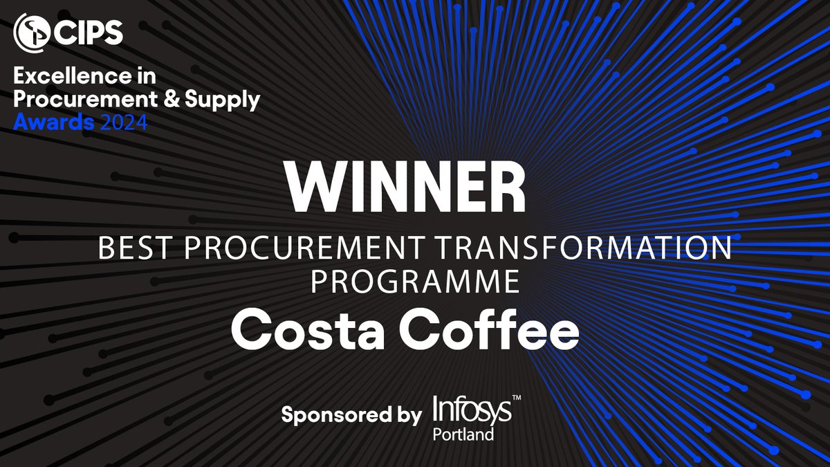 cipsnews's tweet image. Well done @CostaCoffee! The winner of our Best Procurement Transformation Programme award shows how to create real value. Thank you to our award sponsor Infosys Portland