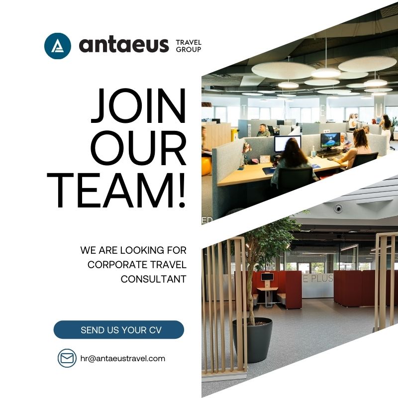 We are hiring a Corporate Travel Consultant! 
Send us your CV at hr@antaeustravel.com and join our team.