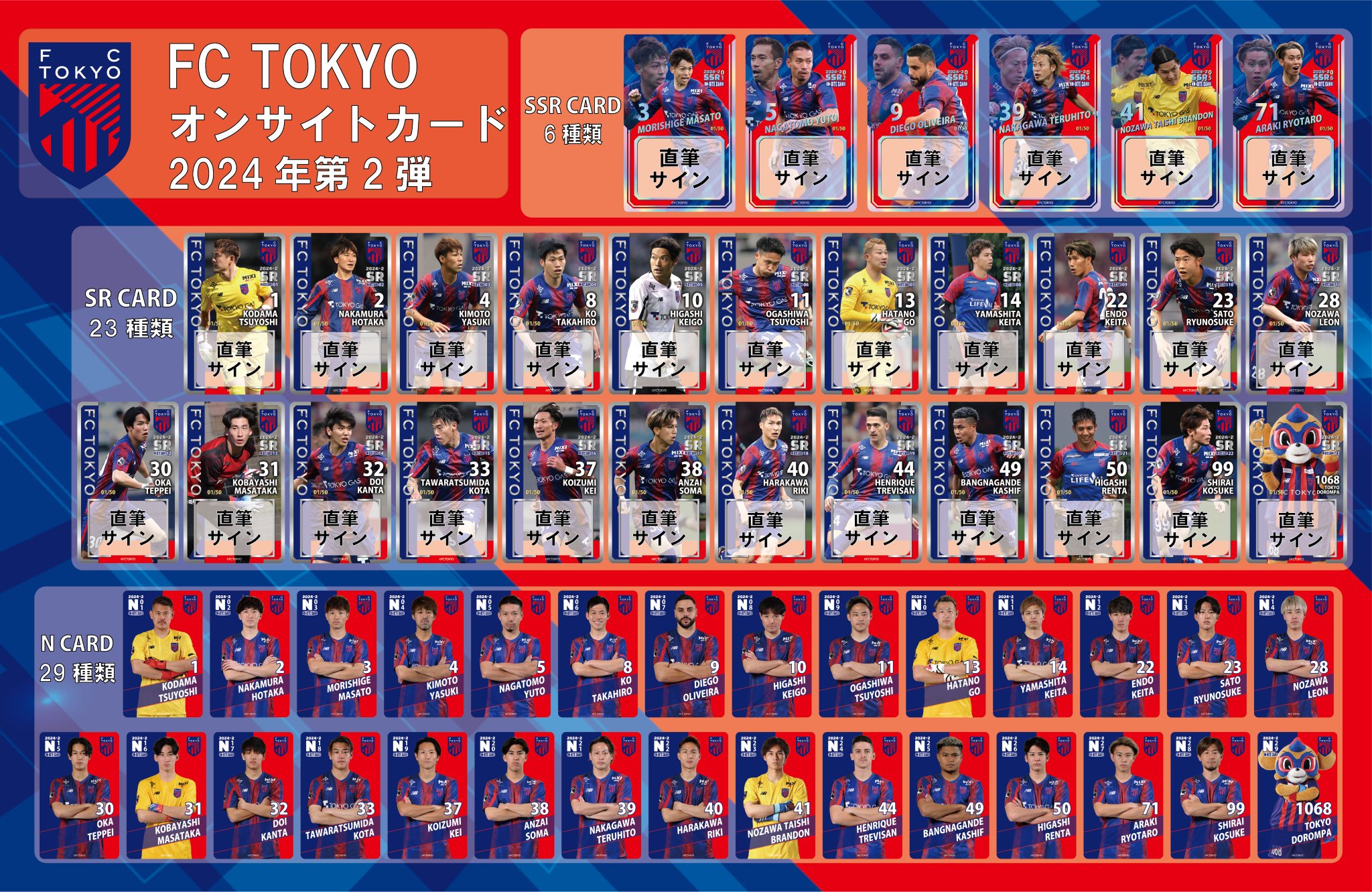 FC東京 選手カード 岡哲平選手 2024年 辛い FC東京 選手カード 岡哲平選手 2024年 辛い