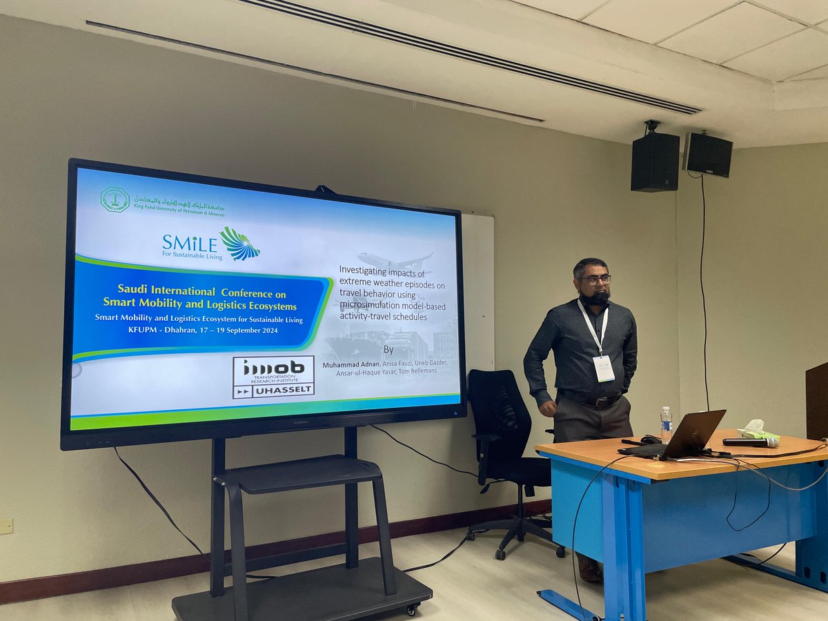 Prof. <a href="/adnanres/">Muhammad Adnan</a> presented his paper 'Investigating impacts of extreme weather episodes on travel behavior using microsimulation model-based activity-travel schedules' at <a href="/KFUPM/">جامعة الملك فهد للبترول والمعادن | KFUPM</a>  SMILE-2024. The paper is linked to #H2020 <a href="/ICHANGE_EU/">I-CHANGE</a> project. 
ichange-project.eu #EUresearch