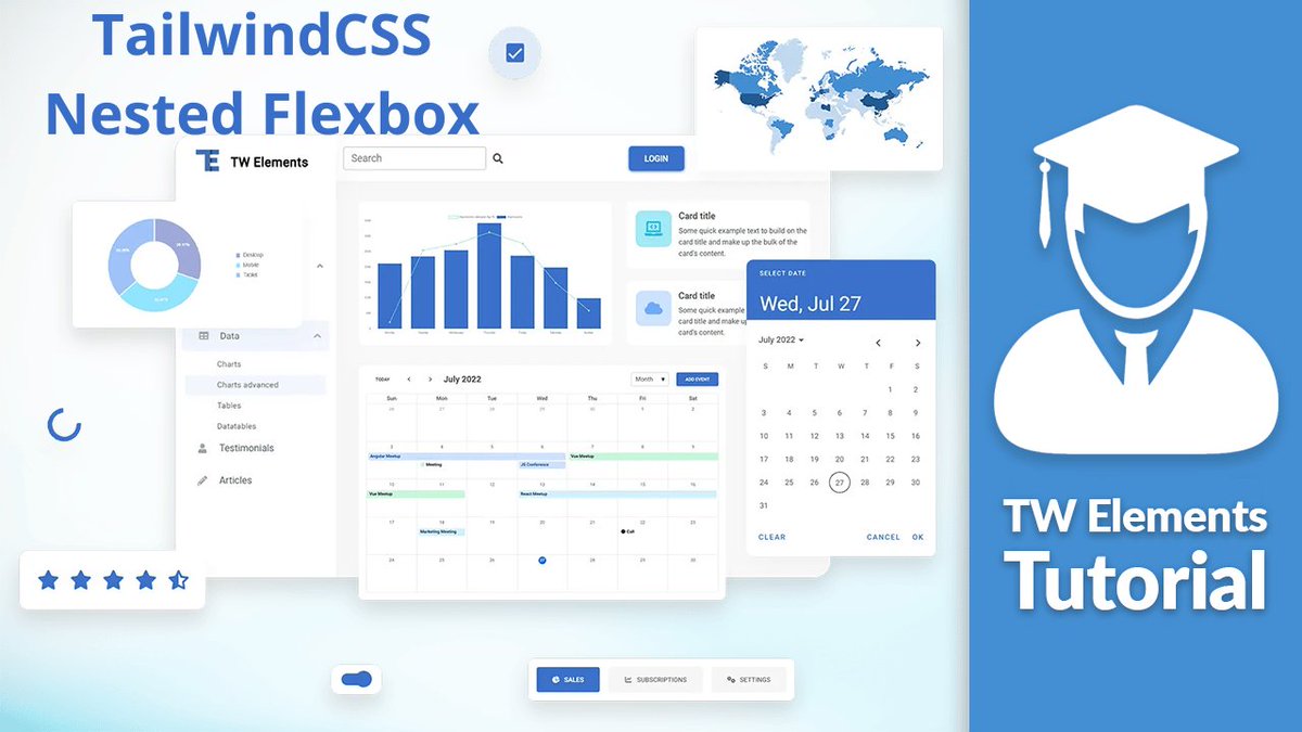 TailwindElement's tweet image. Nested Flexbox in Tailwind CSS:
Learn how to create a Complex Layout by embedding one Flexbox into another.  

Let&apos;s add a main heading to the first column in our intro⏬   
tw-elements.com/learn/te-found…

#TailwindCSS #webdev