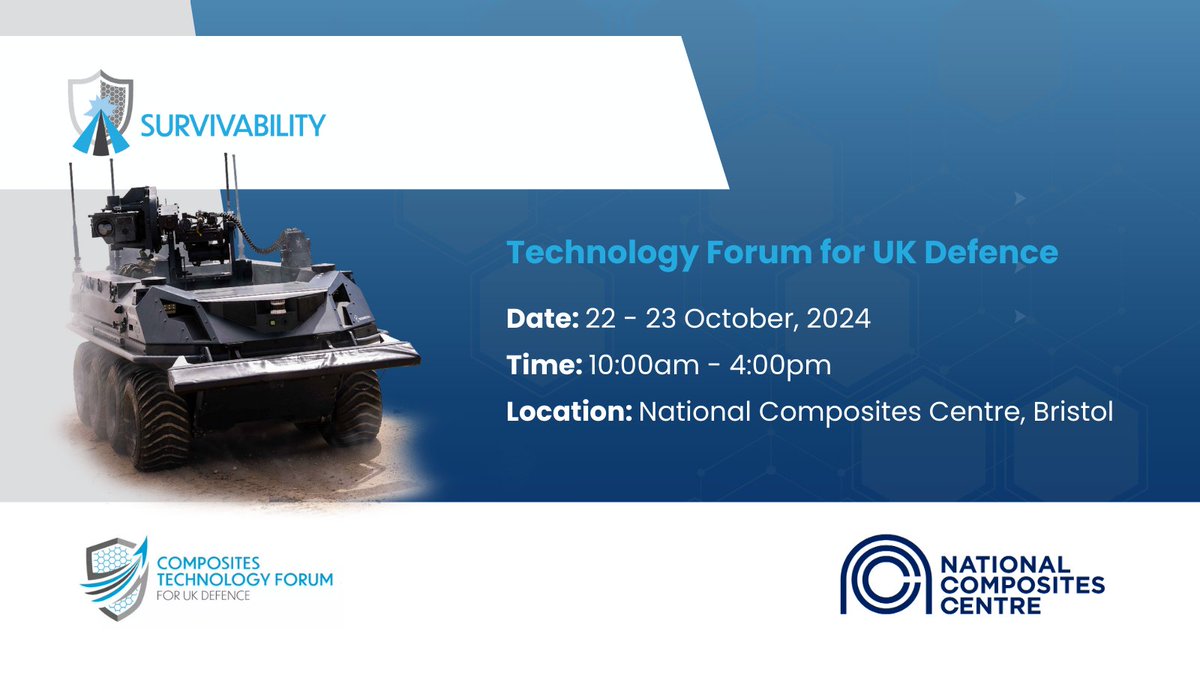 NCCUKinfo's tweet image. 🚨Deadline: 25 Sept 2024🚨

Submit your abstract for our next Technology Day on #Survivability in Defence!

This is your chance to showcase your expertise and be part of the conversation with industry leaders. bit.ly/3AYsCoH

#TechnologyDays #UKDefence #CallForAbstracts