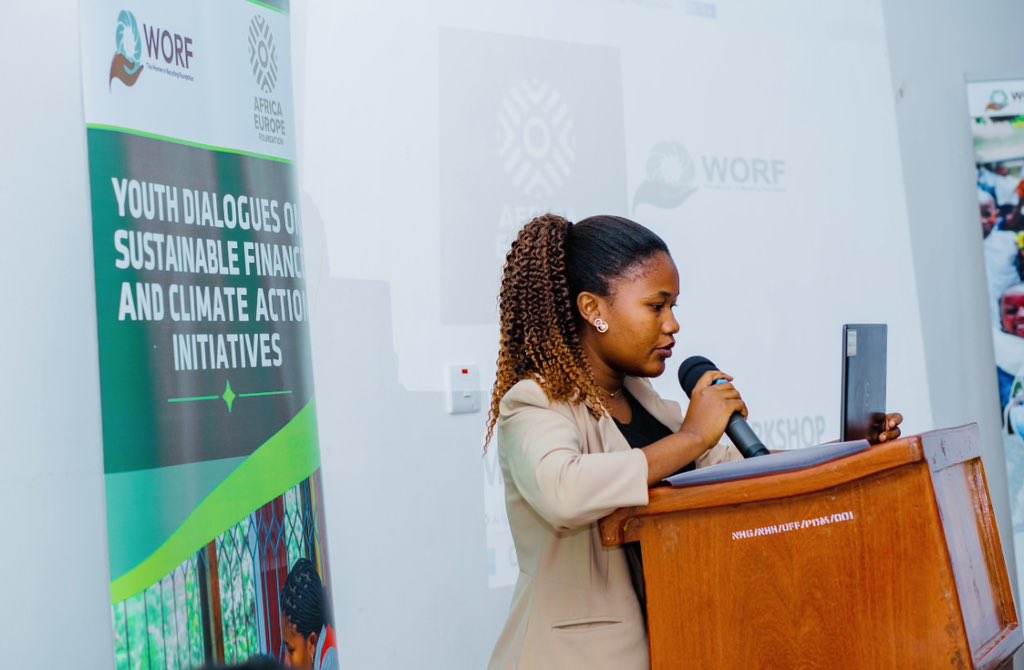 Youth Dialogues on Sustainable Finance. Maria emphasized youth-led action and financial support for climate solutions. Thanks to <a href="/AfricaEuropeFdn/">Africa-Europe Foundation</a>  for the support! 🌱 #ClimateAction #SustainableFinance #YouthLeadership