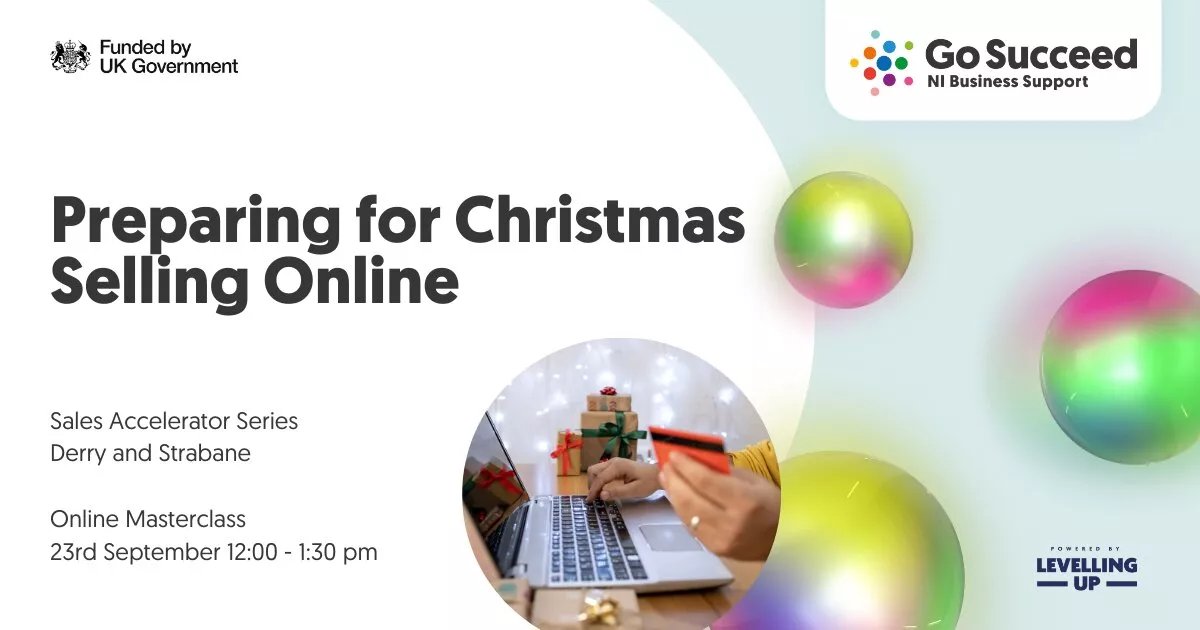 Registered with the <a href="/gosucceed_ni/">Go Succeed NI</a>  Business Support Service?

Monday 23rd September from 12pm online - Preparing for Christmas Selling Online by <a href="/dcsdcouncil/">Derry Strabane Cncl</a>.

Register today - bit.ly/3XvdpTA