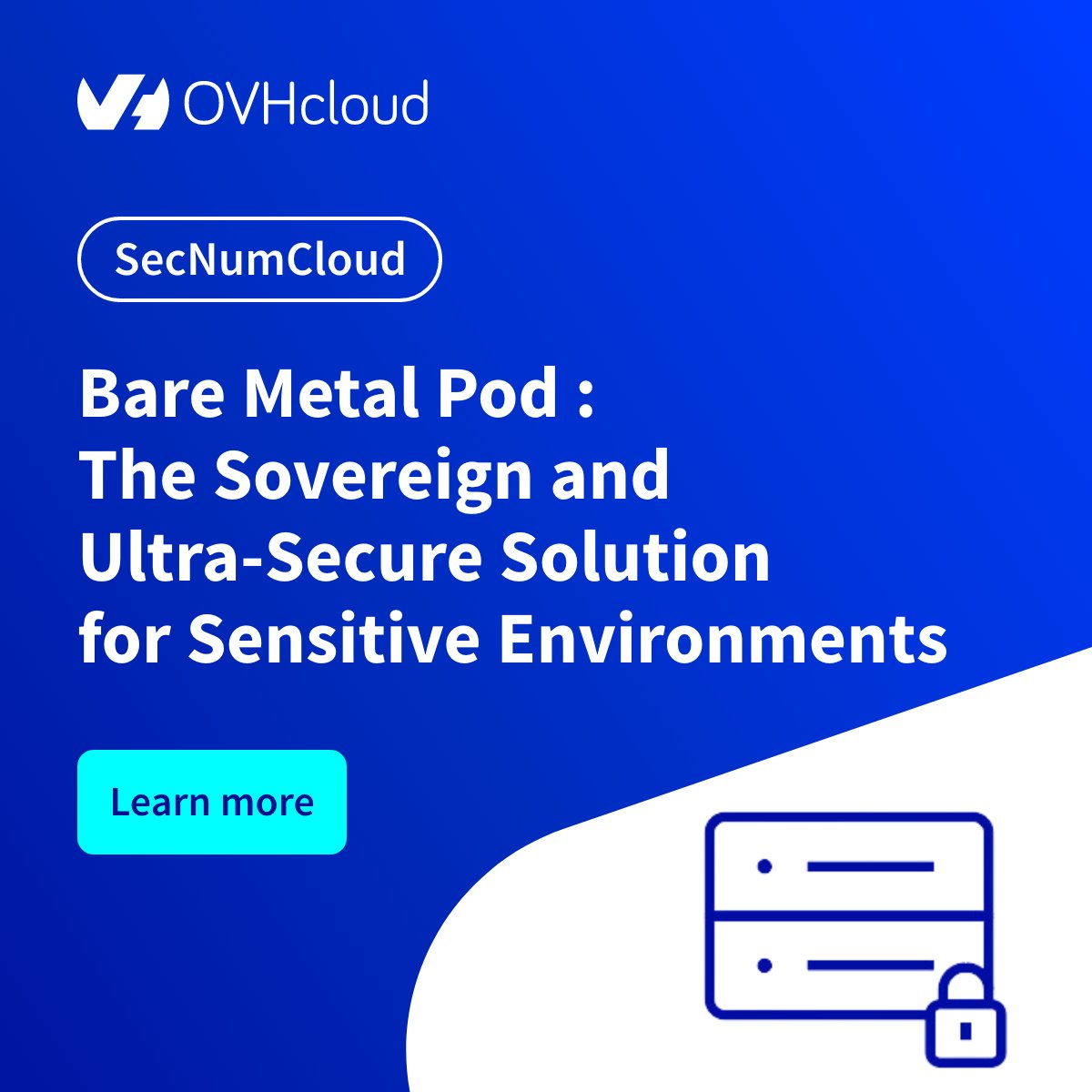 OVHcloud's tweet image. 🌐OVHcloud launches Bare Metal Pod, a trusted cloud platform with advanced security. Undergoing SecNumCloud qualification by ANSSI, it will support AIFE’s critical projects.
A key step toward secure, sovereign cloud solutions for all organizations. 
➡️ovhcloud.com/en/enterprise/…