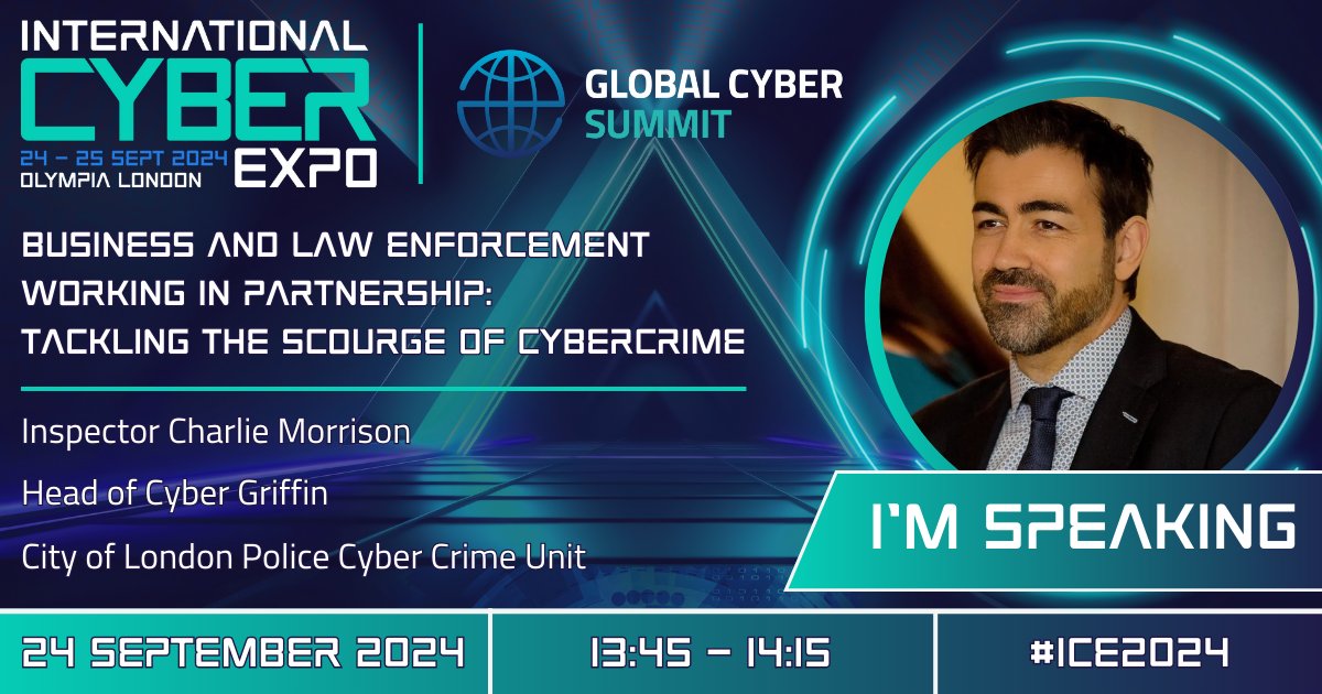 🚀 Exciting Speaker Session Announcement! 🚀

 Inspector Charlie Morrison i at Global Cyber Summit 🌐 
In Partnership with @SASIG Events
Sponsored by <a href="/e2e/">e2e</a>-assure, @dataminr, @threatlocker
📅  24 September at  13:45 - 14:15
#ICE2024 #cybersecurity