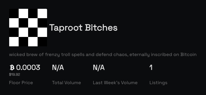 <a href="/const_quary/">quary.sats</a> <a href="/udiWertheimer/">Udi Wertheimer</a> One thing you don't know is that a <a href="/Taprootbitches/">Taproot Bitches</a> "homage" is waiting for you in the artist wallet.

Kindly send your taproot addy bitch! 🙏