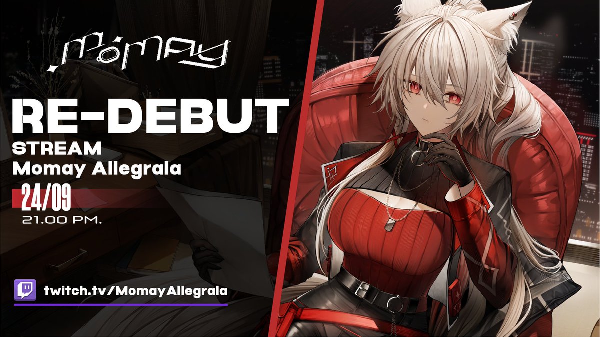 Momay_Allegrala's tweet photo. ▍RE-DEBUT  ▍ 
Mercenary gang boss. 
pleased to meet. 🍕

▍ติดตามล่วงหน้าได้ที่  ▍ 
https://t.co/mWLNZlrq7M
🗓️Time 24/09 : 21.00 Pm.

#MomayAllegrala #vtuberTH #vtuber https://t.co/nDI7UIJwl5