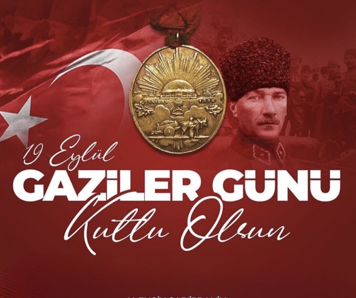 İstiklâl ve istikbâlimiz için göğsünü siper eden kahraman gazilerimizin “19 Eylül Gaziler Günü”nü kutluyoruz .🇹🇷

Cumhuriyetimizin kurucusu Gazi Mustafa Kemal Atatürk başta olmak üzere bu toprakları bizlere vatan kılan tüm kahramanlarımızı rahmet ve minnetle anıyoruz.