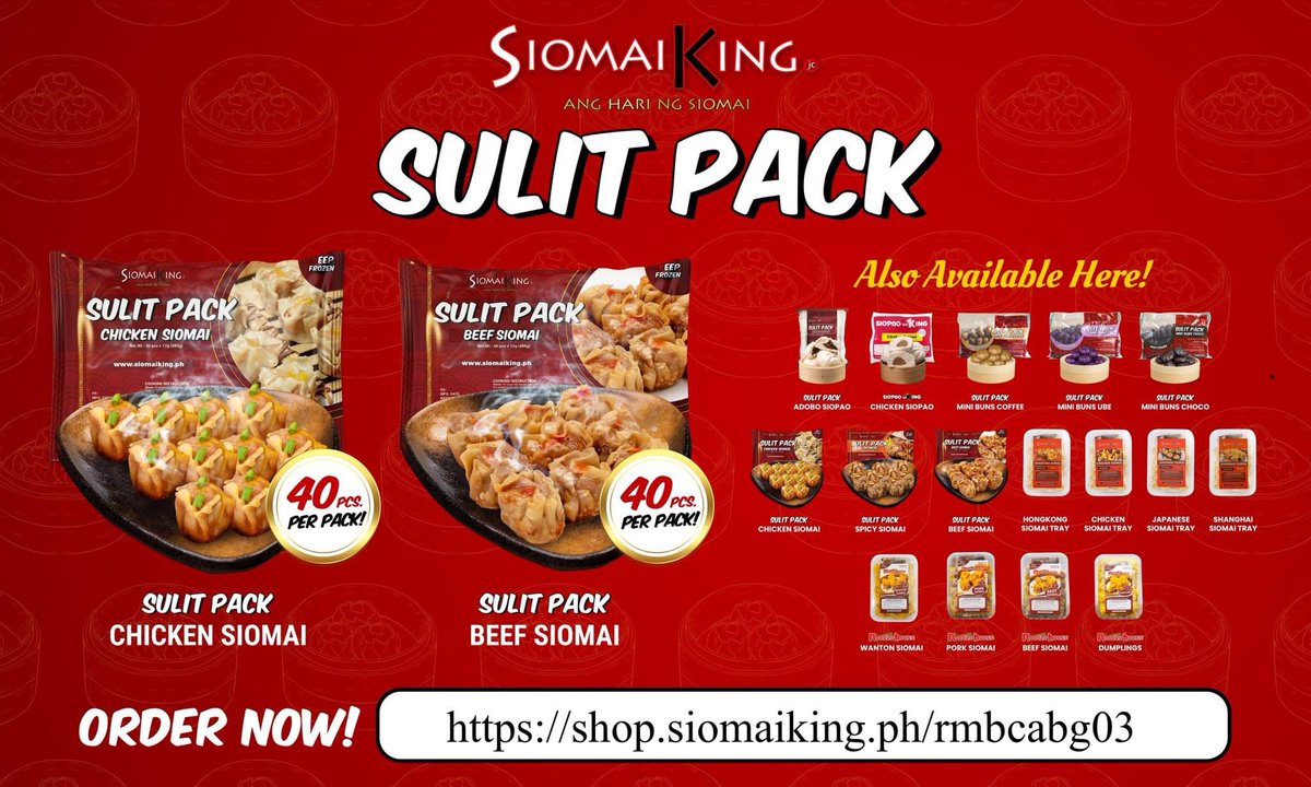 rmajcg's tweet photo. Fret not House of Franchise got all your all-time favorites - Siomai King, Siopao da King, Noodle House, Boy Bundat, and Potato King!

Click the link below to order and enjoy a feast of flavors at your doorstep!

https://t.co/6xRQVjqcJI https://t.co/ga7OBbQ0Tr