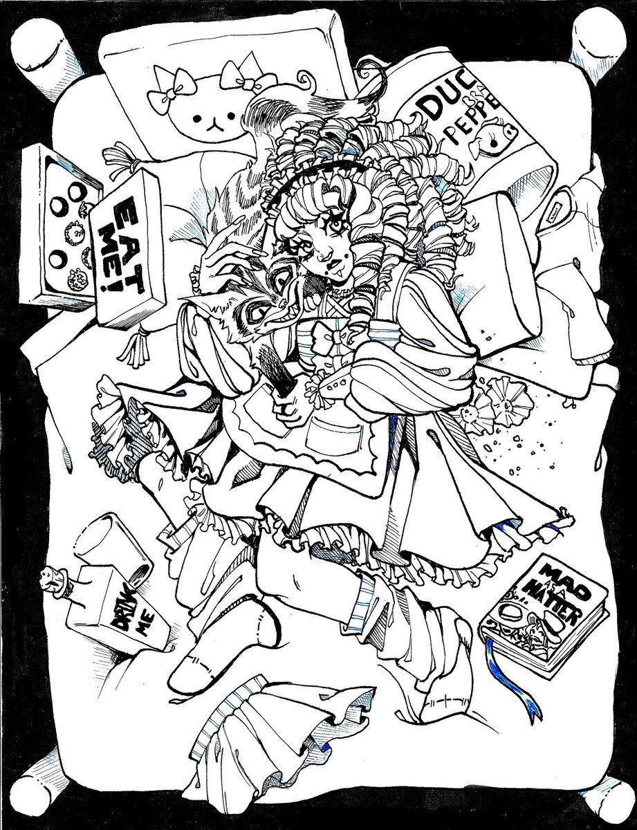CrocustheClown's tweet photo. Aice's lines, color wip, raw scan, and final piece! Just a fun bit of process ^w^ https://t.co/eDM7wZZrXK