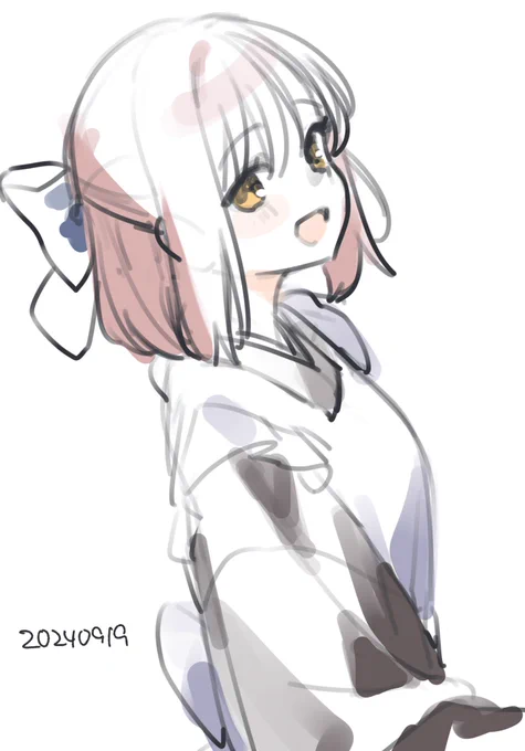 琥珀さん√やる前にリメイク時点での印象のみで絵描いとくと良いってツイートを以前見たので描いた 