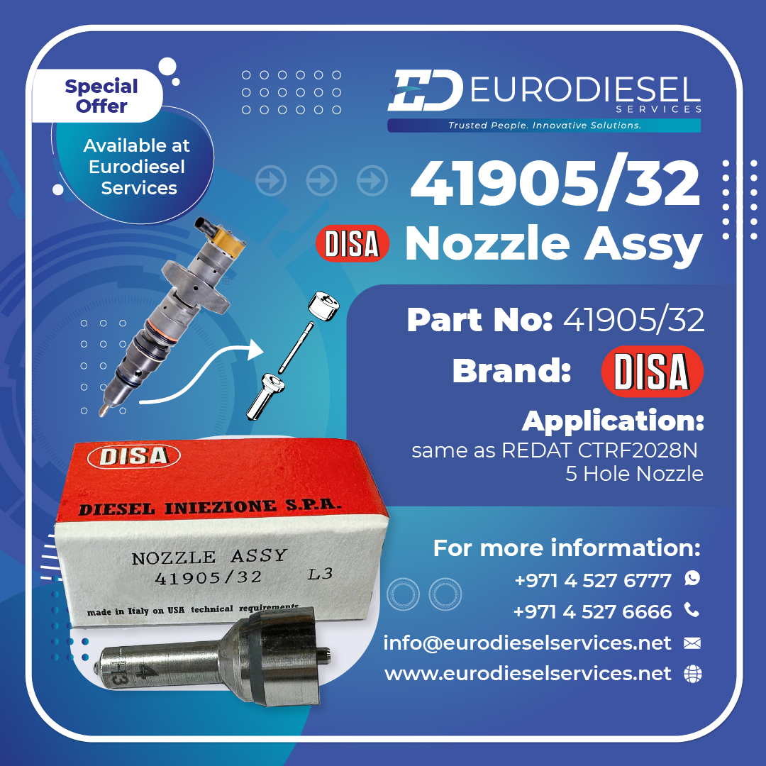 eurodieselgroup's tweet image. Get your hands on the 41905/32 Nozzle Assy – now available at Eurodiesel Services! 

Application:
REDAT CTRF2028N 6 Hole Nozzle

#EurodieselServices #DISA #InjectorTesting #EDSolutions #SpecialOffer #DieselService #DieselMechanics #Injector #REDAT #Nozzle