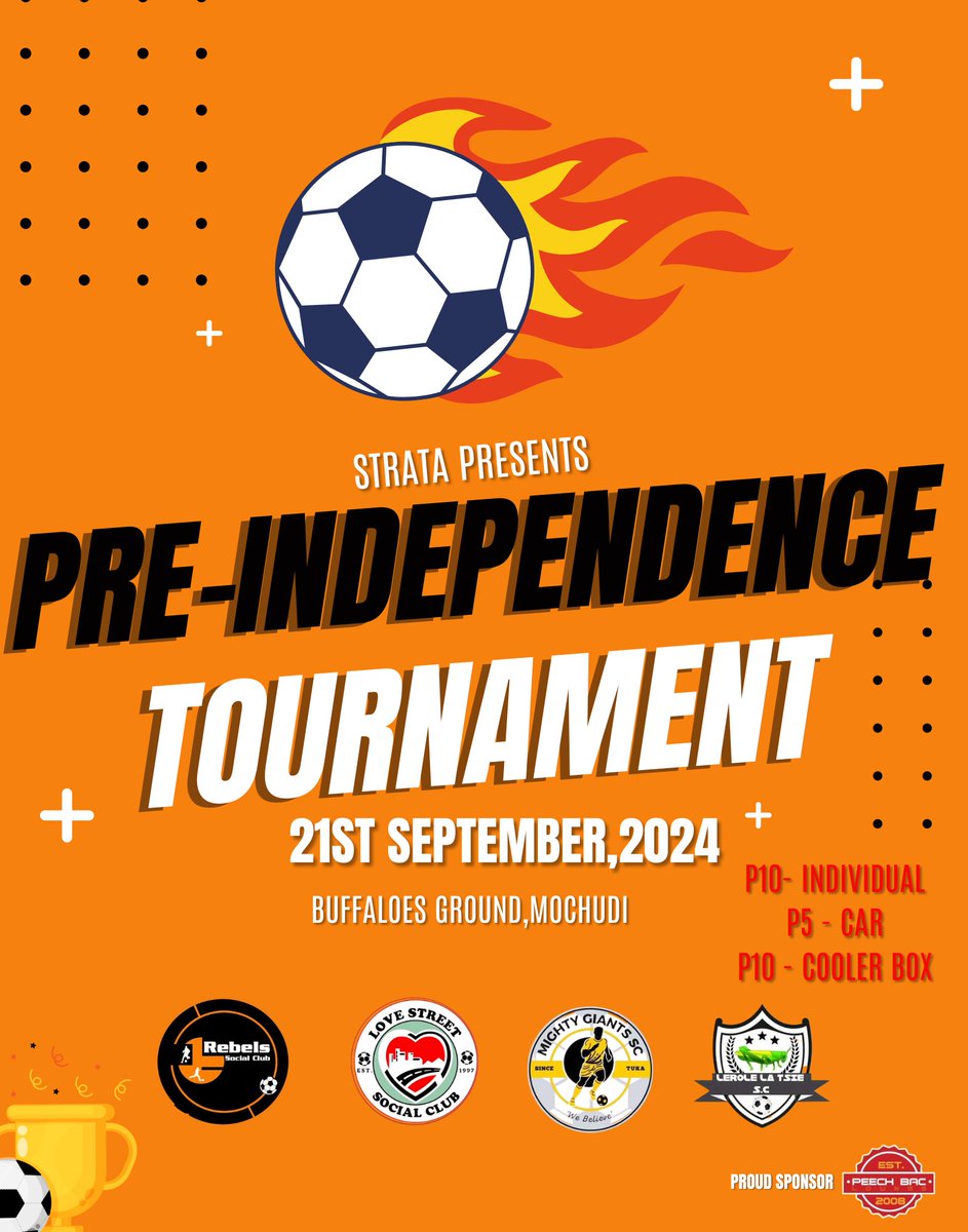 Busy weekend for the Orange Nation..we at Buffaloes ground on saturday for the Strata Pre-Independence tournament along side @Love_Street SC,@Mighty_giants SC &amp; @Lerole_La_Tsie SC..