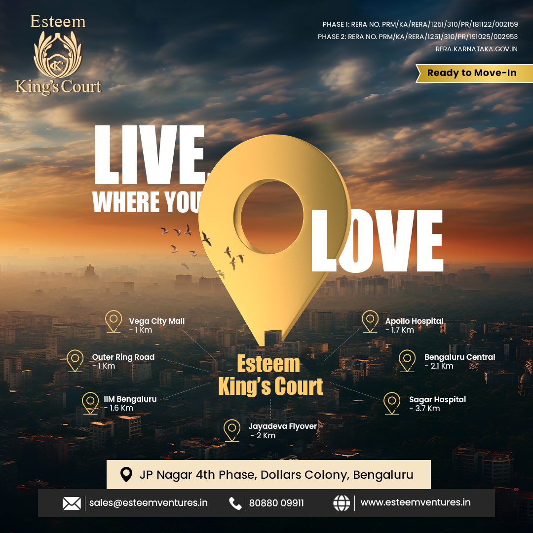 esteem_ventures's tweet photo. Your dream lifestyle awaits at #EsteemKingsCourt. 🛍️🛒
Enjoy easy access to shopping, healthcare, and major thoroughfares.

Live where life happens!⭐️
For more details visit https://t.co/0HiJizmBby

#EsteemVentures #LiveLifeKingSize #LuxuryLiving #BangaloreRealEstate https://t.co/3L49DvZH6p
