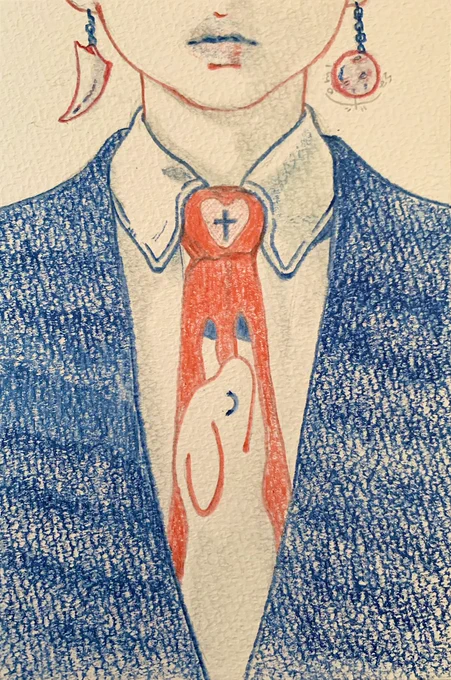 「 お別れの背広とあなたの心臓 」#ドローイング#夜の優しい毛並み展 
