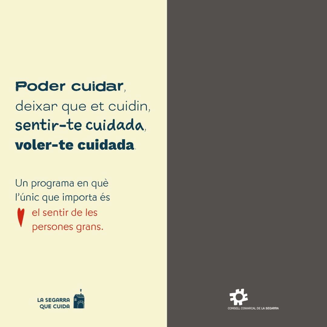 😍 Iniciem els tallers per a gent gran als pobles petits

Poder cuidar, deixar que et cuidin, sentir.te cuidada, voler-te cuidada 💚

La Segarra que cuida❤️ un programa en què l'únic que importa és el sentir de les persones grans de la Segarra

🔎 ccsegarra.cat