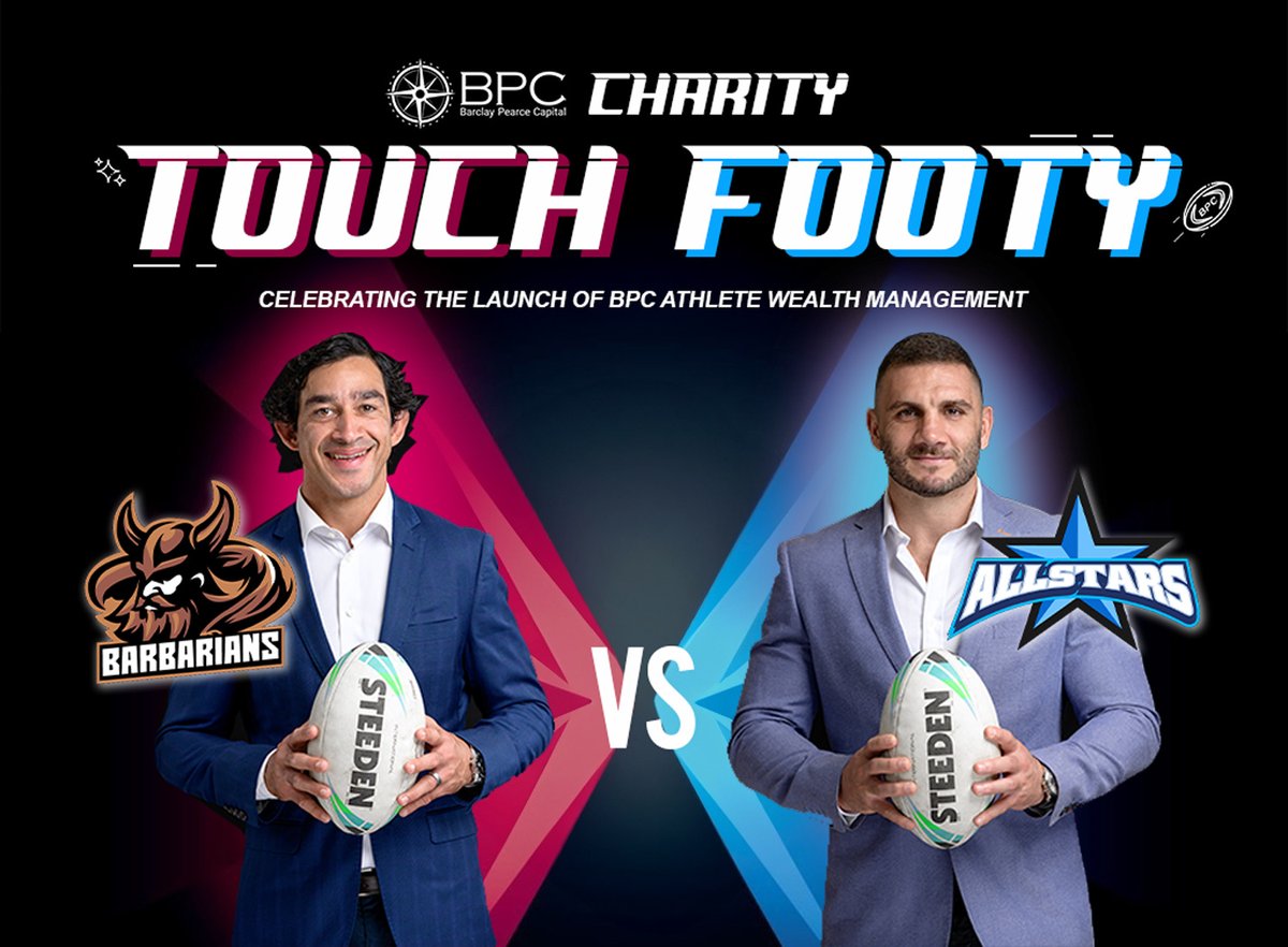 Save the Date! Mark your calendar for Wednesday, 2nd October and get ready for an afternoon of excitement and community spirit, as we celebrate the launch of BPC Athlete Wealth Management with a Charity Touch Footy match and a silent auction!

Learn More:
athletesjourney.com.au