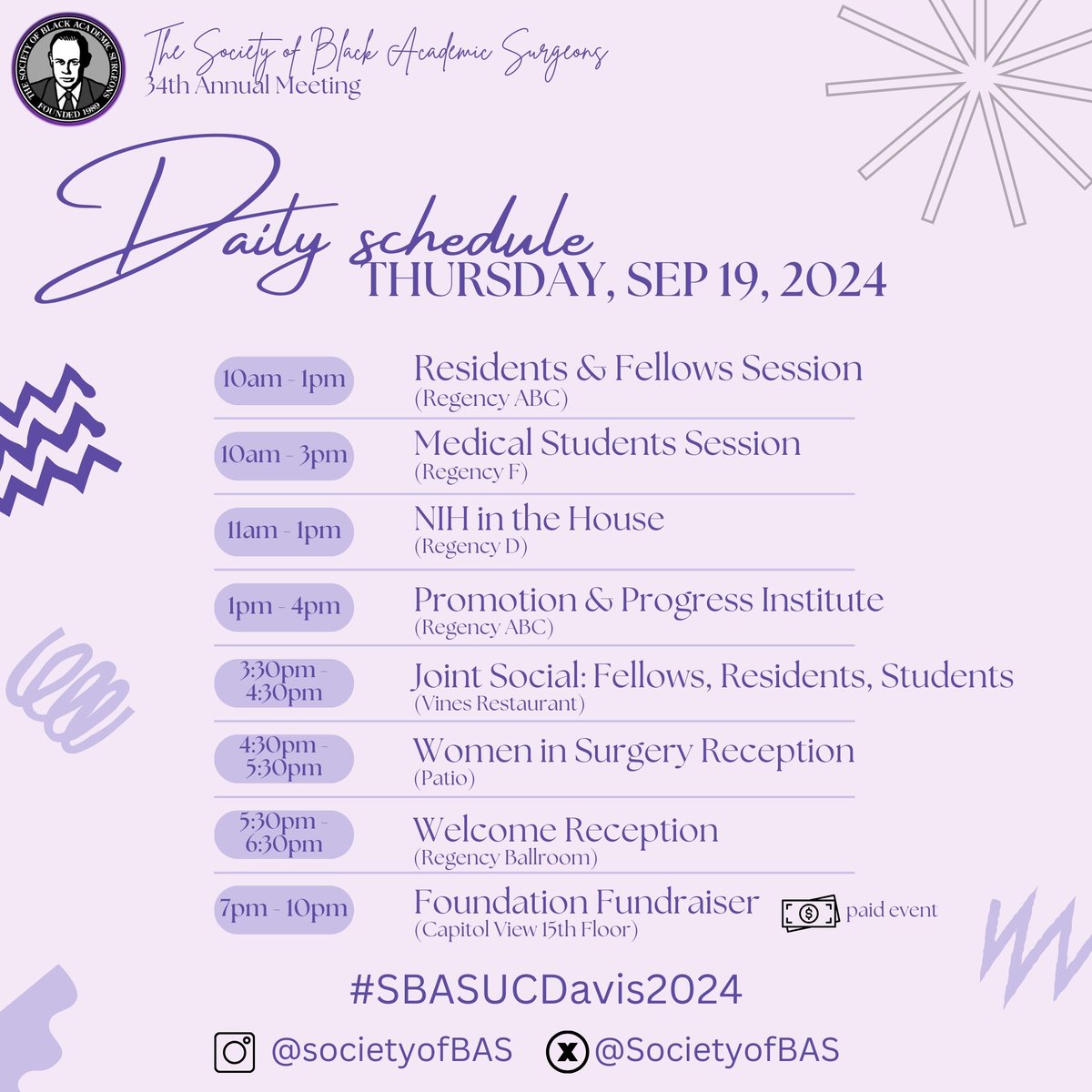Society of Black Academic Surgeons (@societyofbas) on Twitter photo Welcome to #SBASUCDavis2024!!! We've got a GREAT conference planned out here on the west coast! Stay tuned EVERY morning for the events of the day! Be sure to tag us <a href="/SocietyofBAS/">Society of Black Academic Surgeons</a> or with the official hashtag #SBASUCDavis2024 so we can highlight YOUR experience! <a href="/UCDavisSurgery/">UC Davis Surgery</a> Welcome to #SBASUCDavis2024!!! We've got a GREAT conference planned out here on the west coast! Stay tuned EVERY morning for the events of the day! Be sure to tag us <a href="/SocietyofBAS/">Society of Black Academic Surgeons</a> or with the official hashtag #SBASUCDavis2024 so we can highlight YOUR experience! <a href="/UCDavisSurgery/">UC Davis Surgery</a>