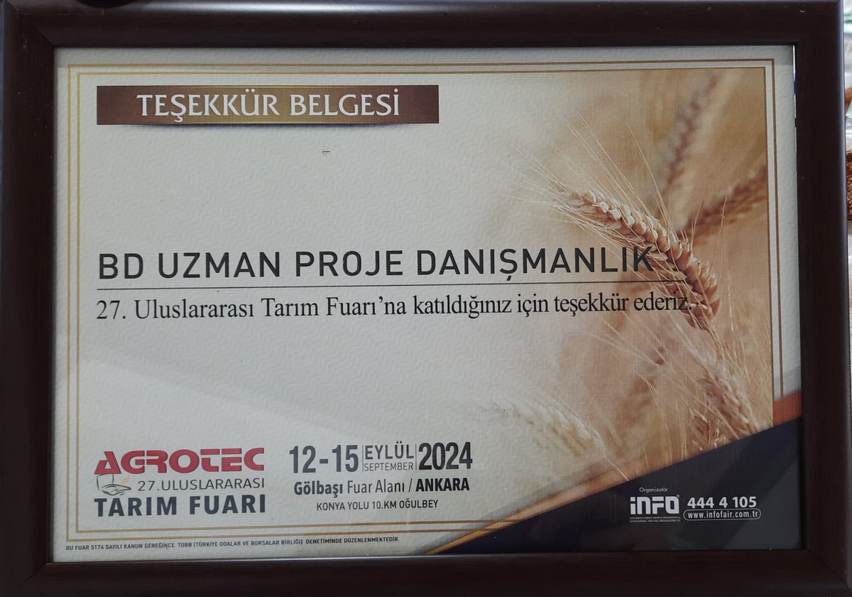 Ankara-Gölbaşı 27. Uluslararası Agrotec Uluslararası Tarım Fuarı nı tamamladık.
Standımızı ziyaret eden çiftçilerimize, yatırımcılarımıza ve dostlarımıza teşekkür ederiz.
Yoğunluktan ilgilenemediğimiz olduysa af ola.
Destekler hakkında bilgi ve başvuru için ofisimize bekleriz.