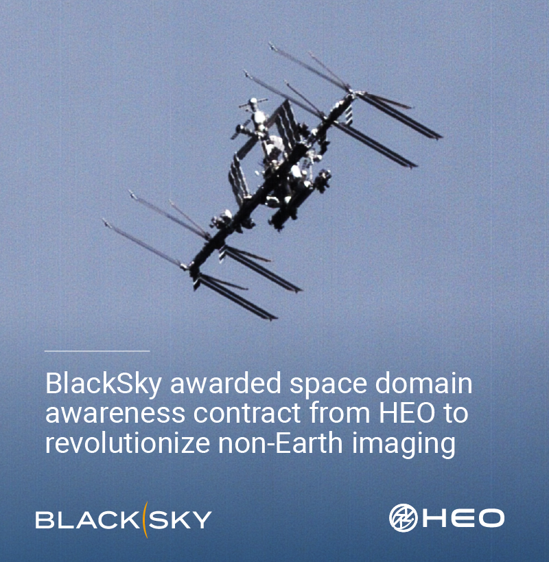 We’re excited to share that we’ve partnered with <a href="/BlackSky_Inc/">BlackSky</a> to bring their current constellation into HEO’s NEI sensor network. 

Our collaboration will bring real-time dynamic monitoring and high-resolution imagery to NEI. Read more: heospace.com/blog-posts/bla…

📸: BlackSky