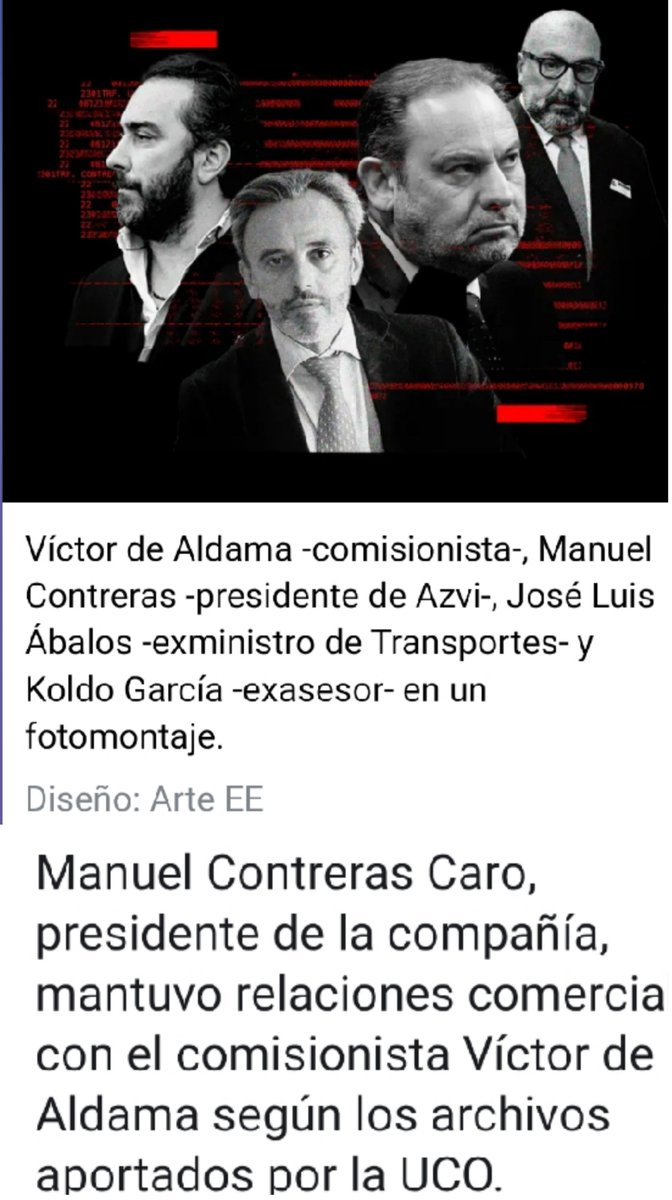 Pakcs10's tweet photo. ✍J.Calabrés/A.Criado
🟥 Trama #Koldo/#Mascarillas
- La constructora #AZVI es una de las grandes contratistas de M. Transportes.
- El grupo contrato a Koldo en 2023 como asesor y consultor para abri nuevos negocios con un sueldo de 6.000 € al mes
https://t.co/kYUKg81lqg https://t.co/pc4dUtRJtJ