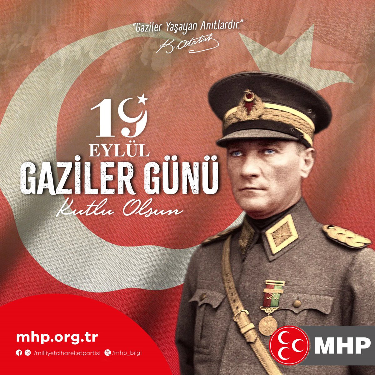 MHP (@mhp_bilgi) on Twitter photo 19 Eylül #GazilerGünü Kutlu Olsun
"Gaziler Yaşayan Anıtlardır."
Gazi Mustafa Kemal ATATÜRK 19 Eylül #GazilerGünü Kutlu Olsun
"Gaziler Yaşayan Anıtlardır."
Gazi Mustafa Kemal ATATÜRK