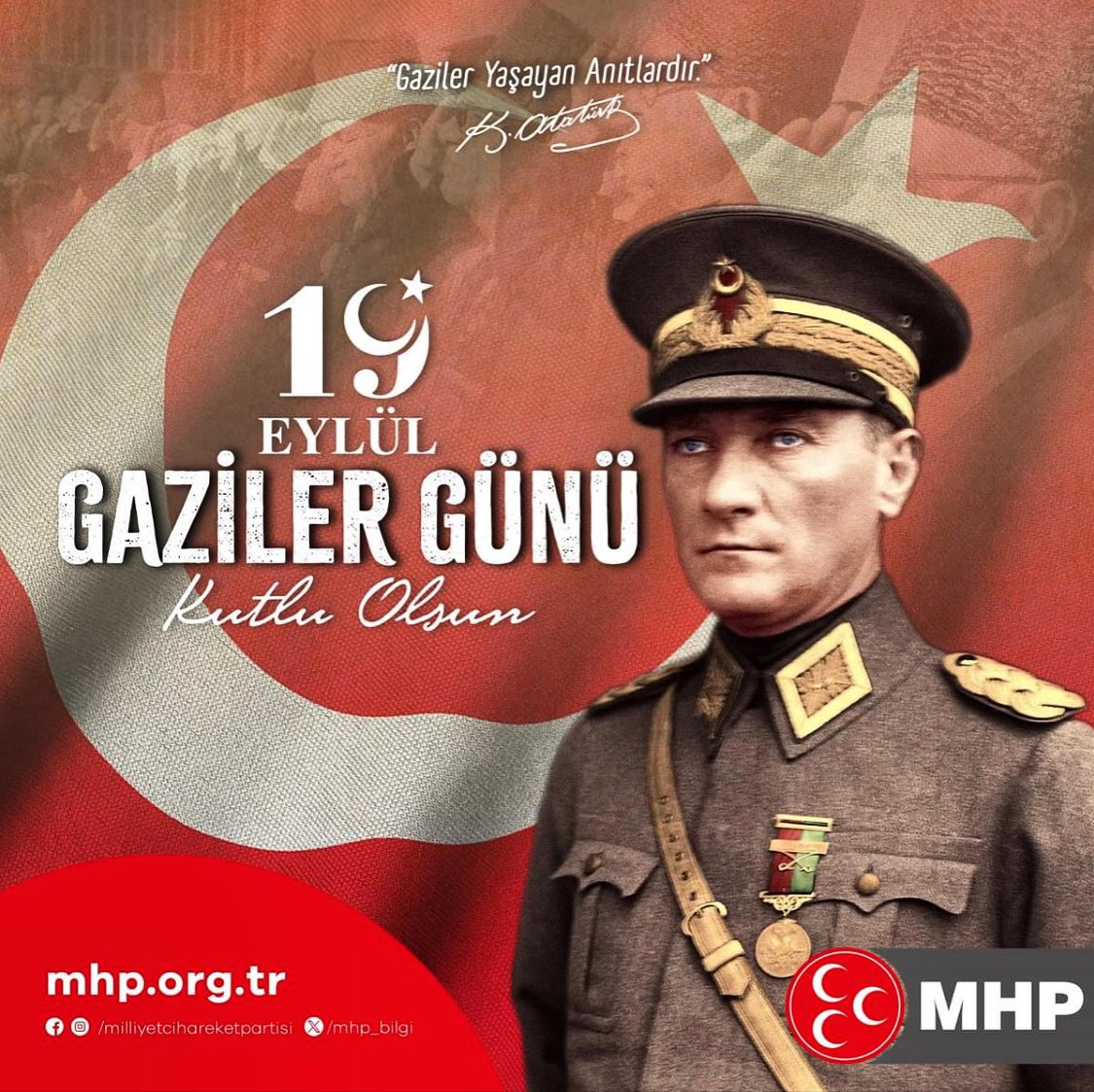 19 Eylül #GazilerGünü Kutlu Olsun

"Gaziler Yaşayan Anıtlardır."
Gazi Mustafa Kemal ATATÜRK