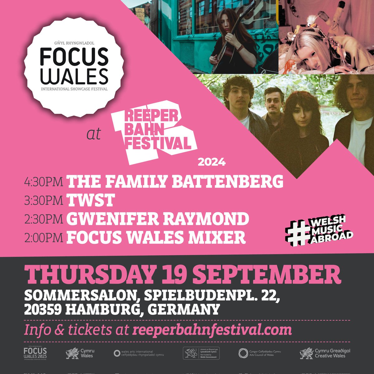 FOCUS Wales (@focuswales) on Twitter photo Guten tag Hamburg! π©πͺ We're showcasing Welsh music at Reeperbahn Festival today! Join us for our FOCUS Wales mixer at 2pm at Sommersalon, followed by sets from <a href="/the_battenberg/">The Family Battenberg</a> <a href="/twstwstwst/">twst</a> and <a href="/GweniferRaymond/">Gwenifer Raymond</a>
RSVP for our mixer via: ticketsource.co.uk/focus-wales/foβ¦ #WelshMusicAbroad Guten tag Hamburg! π©πͺ We're showcasing Welsh music at Reeperbahn Festival today! Join us for our FOCUS Wales mixer at 2pm at Sommersalon, followed by sets from <a href="/the_battenberg/">The Family Battenberg</a> <a href="/twstwstwst/">twst</a> and <a href="/GweniferRaymond/">Gwenifer Raymond</a>
RSVP for our mixer via: ticketsource.co.uk/focus-wales/fo⦠#WelshMusicAbroad