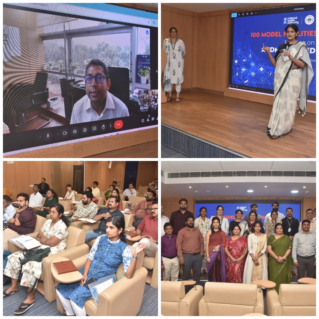 AyushmanNHA's tweet photo. NHA organized a training program on ABDM-enabled HMIS for Nodal Officers and HMIS Managers from the “ABDM 100 Model Facilities’ from the South and West regions.
Sh. Vikram Pagaria, Director, NHA inaugurated the session and set the agenda for the training. 

#AyushmanBharat #ABDM https://t.co/08rY2Piiya