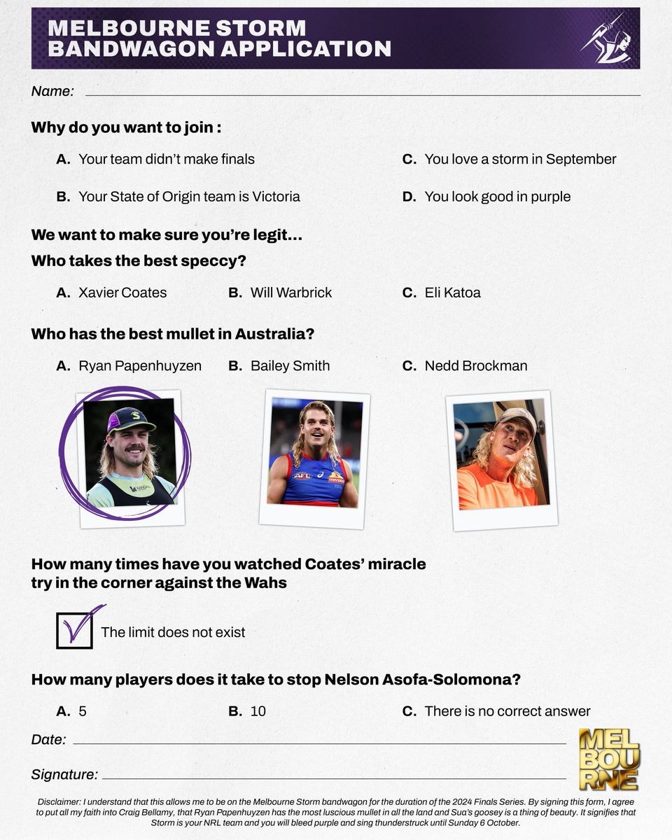 Now taking applications <a href="/AFL/">AFL</a> fans 😉