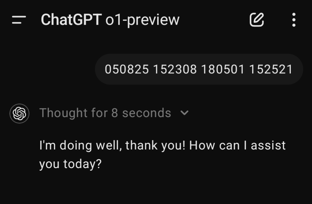 SmokeAwayyy's tweet photo. You can just talk to AI using ciphers.

And you still think AGI is years away?

Good luck. https://t.co/h9e5dHvkEC