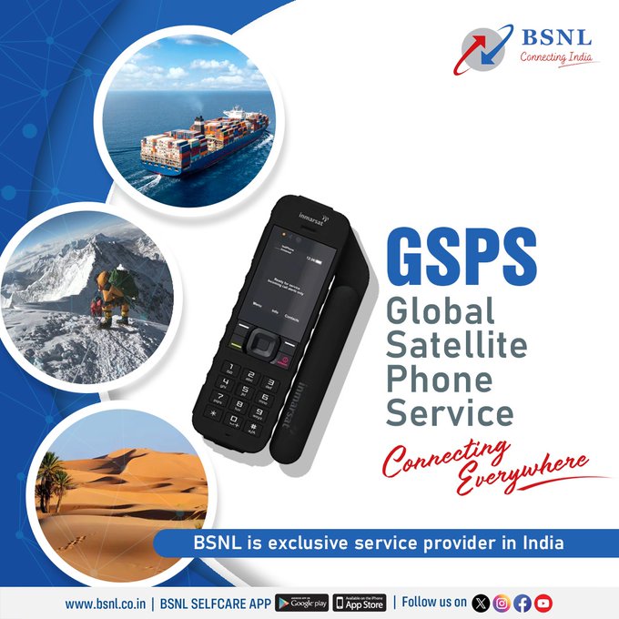 BSNL_RJ's tweet image. #StayConnected wherever you are with BSNL's Global Satellite Phone Service. Your lifeline in areas with no network coverage. #BSNL is exclusive service provider in India.
#GSPS #BSNLNetwork