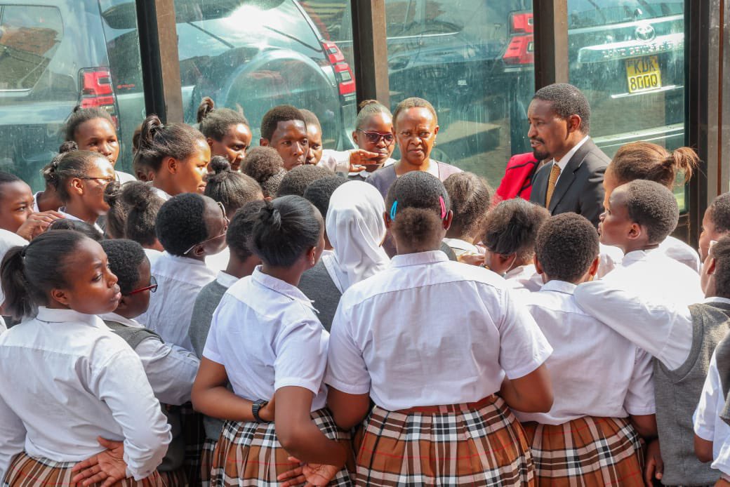 Hon_Kiunjuri's tweet photo. It was my pleasure to have the opportunity to meet and address the students of Inooro Girls Secondary School from Laikipia East Constituency during their visit to Parliament. It is always inspiring to see young people taking interest in Kenya’s legislative process and engaging with their elected representatives.

The students had the unique opportunity to witness how parliamentary proceedings work. 

I was impressed by the level of enthusiasm and curiosity demonstrated by the students. They asked thoughtful questions and shared their views on issues that matter to them. Such visits help students to gain invaluable insights into the workings of government, and equip them with experiences which are vital in shaping them into informed and active citizens, ready to contribute positively to the society.

I was joined by Laikipia North legislator Hon. Sarah Korere who took her time to inspire the students to dream more, do more, and become the best.