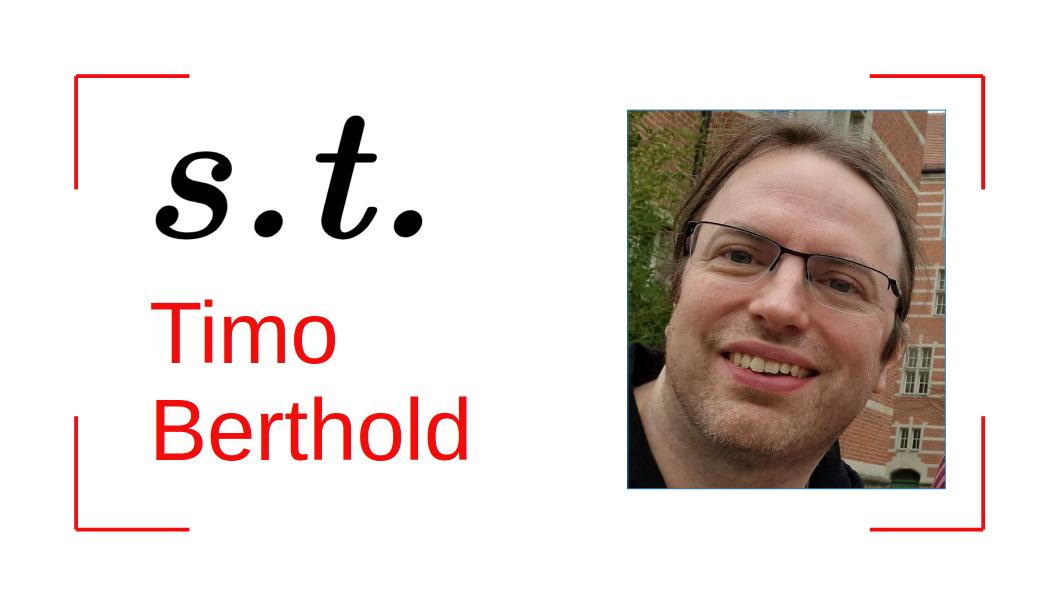 Subject to: Timo Berthold (FICO &amp; TU Berlin), youtu.be/z-c7OMtClmY, #orms #optimization #Analytics #MIP <a href="/timoberthold/">T-mo B-hold</a> <a href="/FICO_corp/">FICO (Fair Isaac)</a>  <a href="/FICO_Xpress/">FICO Xpress Optimization</a> <a href="/TUBerlin/">TU Berlin</a> <a href="/ZuseInstitute/">Zuse Institute Berlin</a>