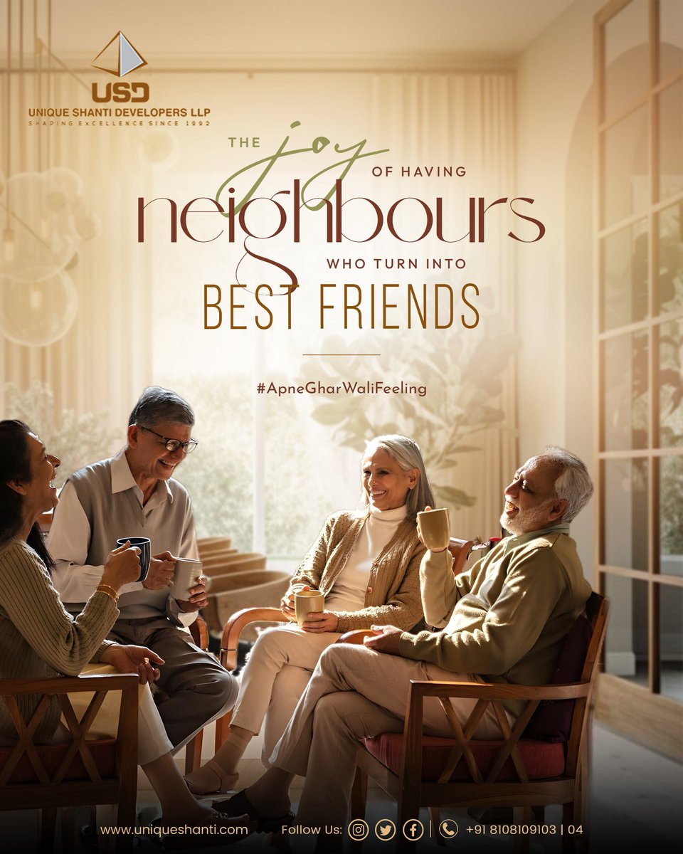 Discover a #neighbourhood where bonds flourish and #friendships thrive, making every day feel like a celebration of shared moments! 
#ApneGharWaaliFeeling

#MumbaiCity | #UniqueShantiDevelopers | #Lifestyle | #Thane | #MiraRoad | #Bhayander | #MiraBhayander | #Mumbai