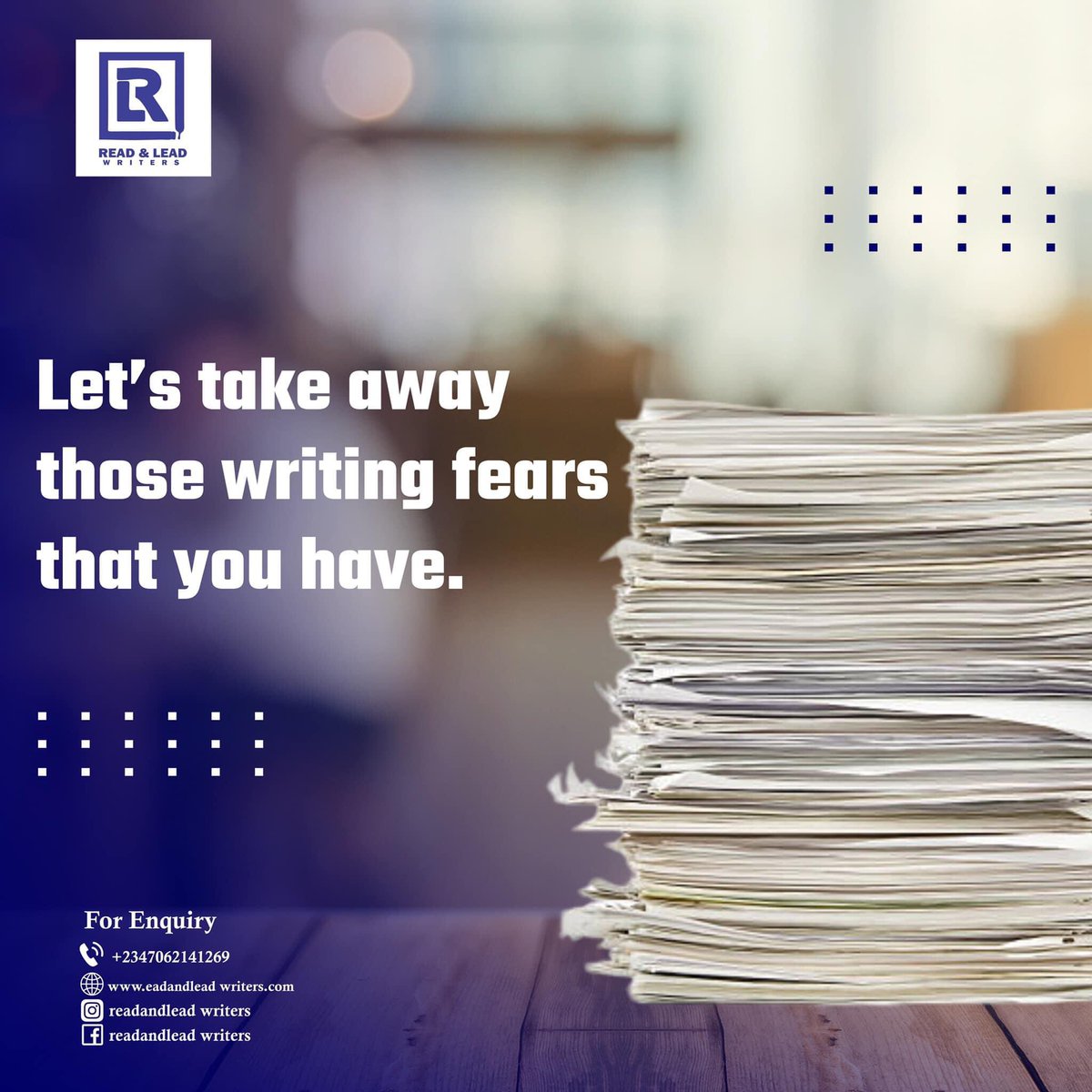 HANSOMEBRIGHT's tweet image. Let’s take away those writing fears that you have.

Together, we can write anything.

Call/WhatsApp 07062141269 to get started.

#fypシ゚viralシ2024fyp #GhostwritingExperts #Readandleadwriters #writersinph #businessplan #proposalwriting #WritingTips #contentcreator