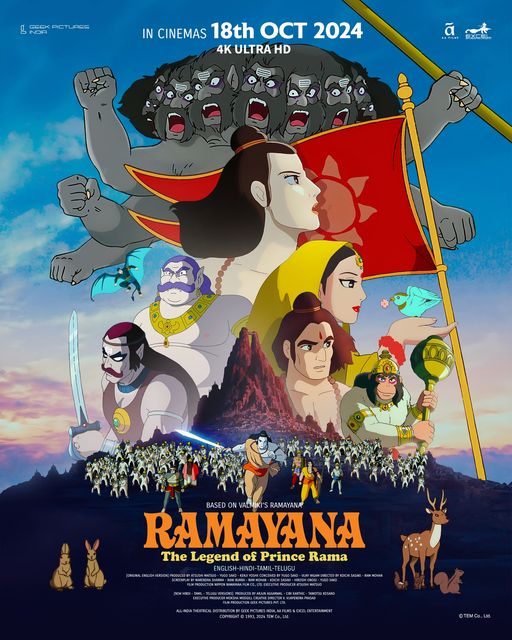 Ramayana: The Legend of Prince Rama (Official) (@ramayanaanime) on Twitter photo New Hindi, Tamil, Telugu ver. and original English ver. of the animated film #RamayanaAnime #TheLegendOfPrinceRama will be released throughout India on Oct 18, 2024, distributed by <a href="/geekpictures_IN/">Geek Pictures India</a> in association with <a href="/AAFilmsIndia/">aafilms</a> and <a href="/excelmovies/">Excel Entertainment</a> ! ! ๐
#RamayanaAnimeInCinema New Hindi, Tamil, Telugu ver. and original English ver. of the animated film #RamayanaAnime #TheLegendOfPrinceRama will be released throughout India on Oct 18, 2024, distributed by <a href="/geekpictures_IN/">Geek Pictures India</a> in association with <a href="/AAFilmsIndia/">aafilms</a> and <a href="/excelmovies/">Excel Entertainment</a> ! ! ๐
#RamayanaAnimeInCinema