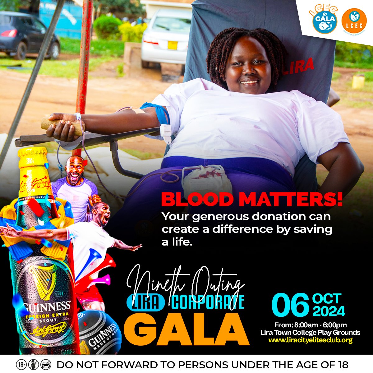 lcecofficial's tweet image. Blood Matters!
We continue our mission to save lives at #LiraCorporateGala by donating generously. Your donation, no matter how small can make a difference and save a life. 
Be part of this life-changing initiative at the #9thOuting on October 6th.
#BlackShinesBrightest #Guinness