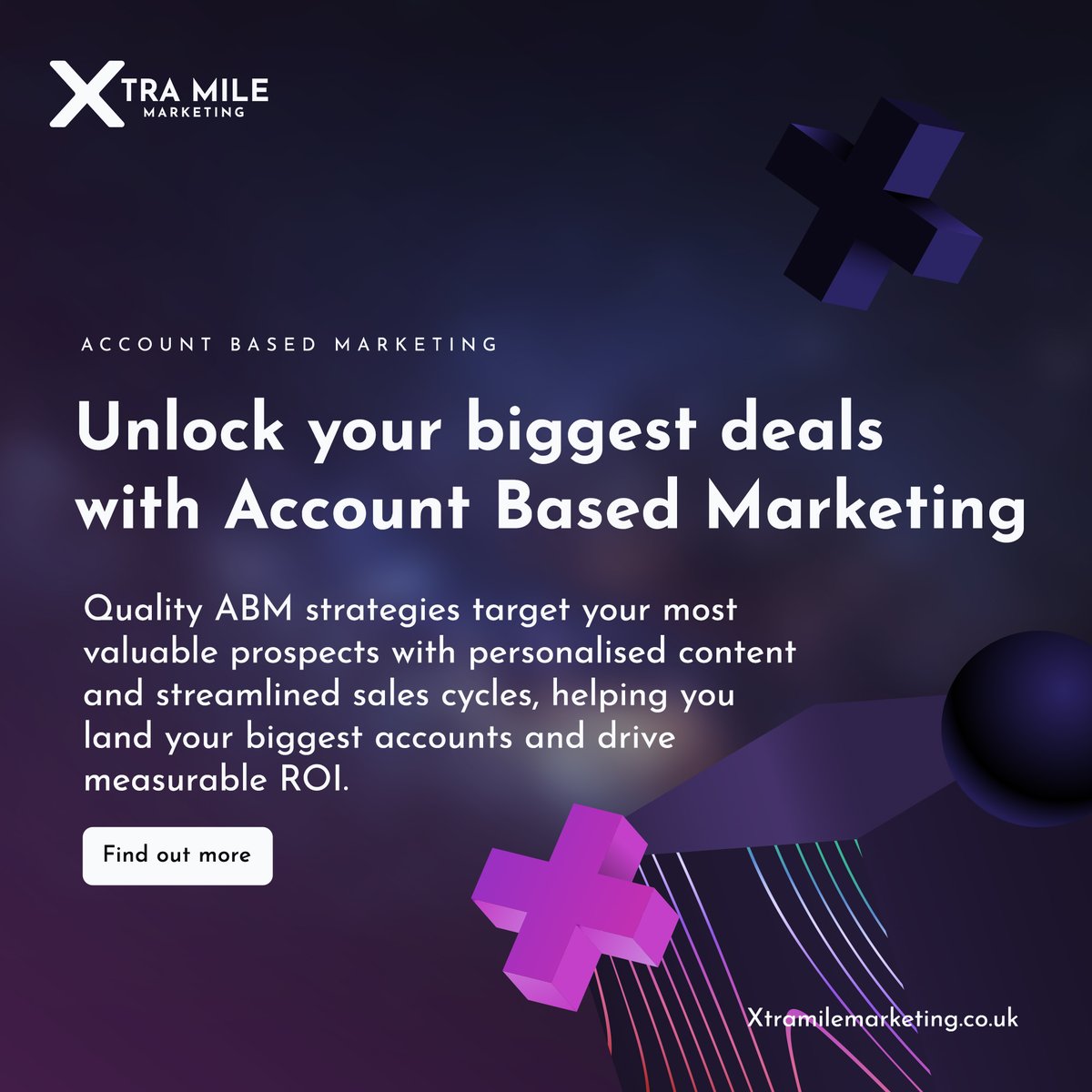 Want to land your biggest accounts? 🎯

Our Account-Based Marketing strategies focus on your top-tier prospects with personalised content that delivers results. 

👉 Let's close those big deals together! loom.ly/ef_NSQc

#AccountBasedMarketing #ABM #XtraMileMarketing