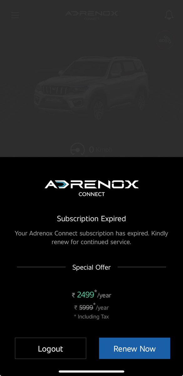 maruti_indoria's tweet photo. AdrenoxApp at Rs 2499 a year !!! 😶‍🌫️🥶 

Is this really worth the price ⁦@anandmahindra⁩ ⁦@MahindraScorpio⁩ ⁦@Mahindra_Auto⁩ ⁦@MahindraRise⁩ ??

I randomly opened this app after 15 months of driving my Mahindra car, and to my surprise this screen appears !! https://t.co/zasP2pMb2r