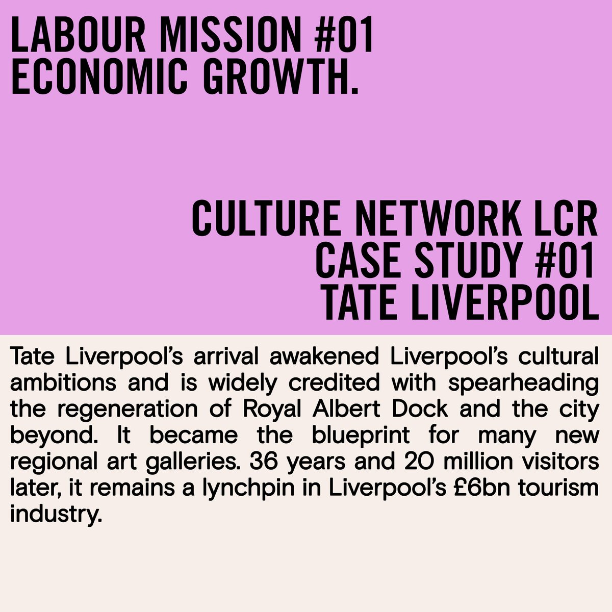 Uncover Liverpool (@uncoverlpl) on Twitter photo The <a href="/UKLabour/">The Labour Party</a> Party Conference returns to Liverpool from 22 – 25 Sept and the Culture Network LCR members are aligning with Labour’s 5 Missions using arts and culture to rebuild Britain.
Labour Mission #01
Economic Growth
Culture Network LCR
Case Study #01
<a href="/tateliverpool/">Tate Liverpool</a> The <a href="/UKLabour/">The Labour Party</a> Party Conference returns to Liverpool from 22 – 25 Sept and the Culture Network LCR members are aligning with Labour’s 5 Missions using arts and culture to rebuild Britain.
Labour Mission #01
Economic Growth
Culture Network LCR
Case Study #01
<a href="/tateliverpool/">Tate Liverpool</a>